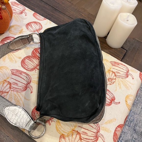 Leatherock Suede Rhinstone Medallion Croc /Snake Embossed Bag - Picture 6 of 17